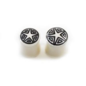 Pair of Organic Horn Bone with Star Design Plugs