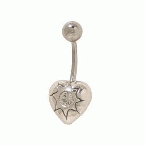 14G Heart Shaped Navel with Gem